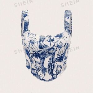 ❌SOLD❌ Shein blue and white crop top